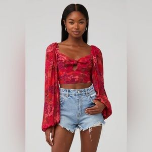 For Love And Lemons Trisha Crop Top in Red